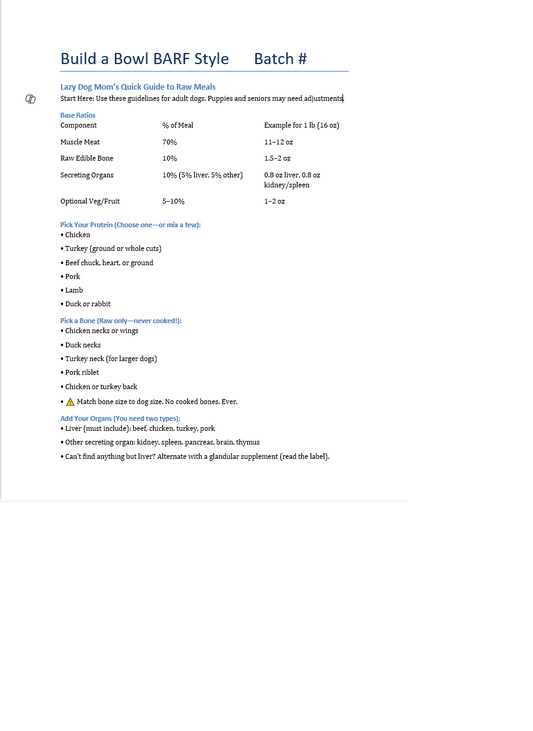 Lazy Dog Mom’s Build-a-Bowl Printable