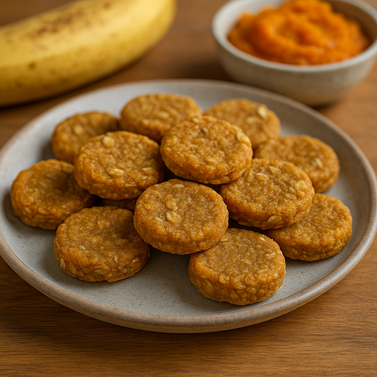 Banana Pumpkin Pup Bites Recipe Card