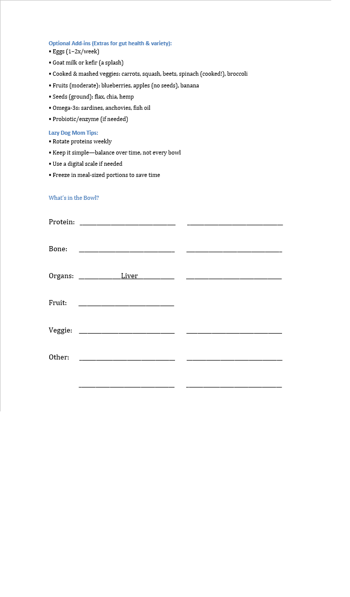 Lazy Dog Mom’s Build-a-Bowl Printable
