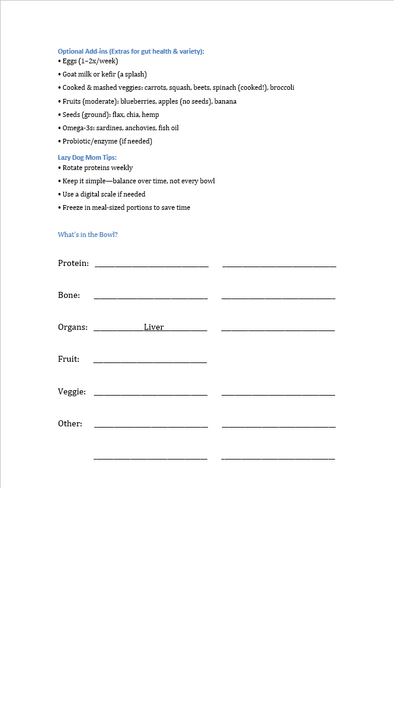 Lazy Dog Mom’s Build-a-Bowl Printable