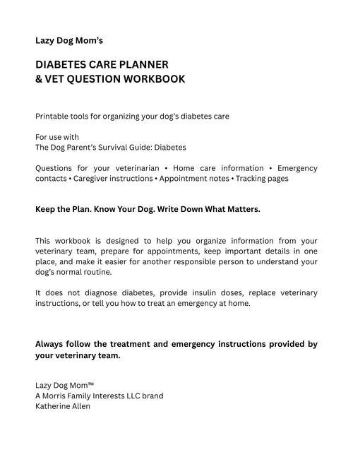 Diabetes Care Planner & Vet Question Workbook