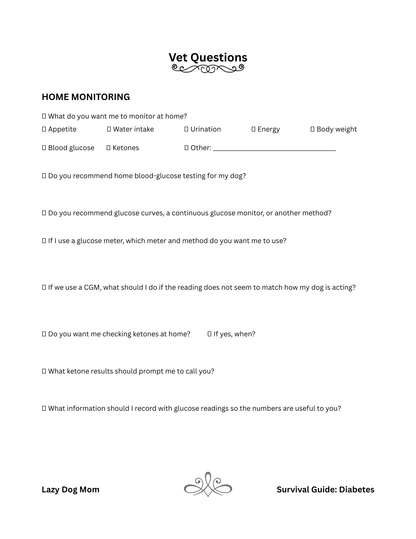 Diabetes care planner workbook page preview